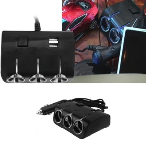 New Promotion Car 3 Sockets 120W Auto Lighter Splitter 2 USB Ports Charger Adapter With Switch