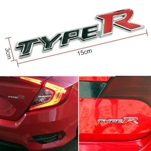 Car Sports Word Letter 3D Chrome Metal Type-R Emblem Badge 15CM x 3CM