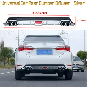 Universal Car Styling Rear Bumper Spoiler Diffuser - Silver & Black