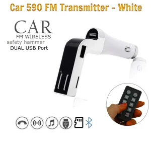 Carg7 Bluetooth Hands Free Calling Kit With MP3 Player FM Transmitter Modulator & USB Car Charger Colour Family White