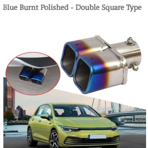 Blue Burnt Polished Square Type Double Barrel Net Muffler