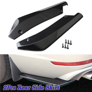 2 Pcs Universal Gloss Black Rear Bumper Lip Winglets Side Skirt Extensions Diffuser