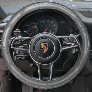 PU Leather Grey Color Steering Wheel Cover - Small Size