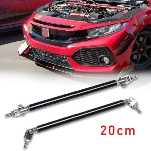 Universal Adjustable Racing Front Bumper Lip Splitter Rod Strut Tie Bar Support Kit Color Black Length 20cm