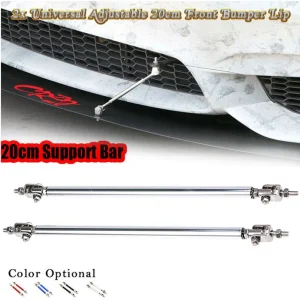 Universal Adjustable Racing Front Bumper Lip Splitter Rod Strut Tie Bar Support Kit Color Silver Length 20cm