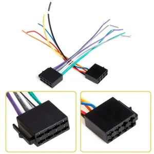 Double Socket Car Radio Wire Harness Power & Speaker Cable Connectors