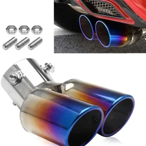 Stainless Steel Double Round Blue Burned Edge Muffler For Van/Jeep/SUV