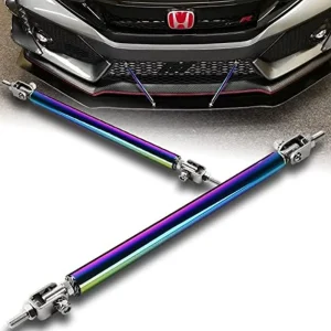 Adjustable Racing Front Bumper Lip Splitter Rod Strut Tie Bar Support Kit Color Neo Chrome Length 20cm