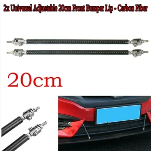 Adjustable Racing Front Bumper Lip Splitter Rod Strut Tie Bar Support Kit Colour Carbon Fiber Length 20cm