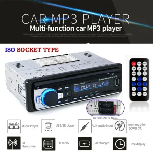 Car MP3 Bluetooth USB SD AUX FM Radio Single Din Player With ISO Socket