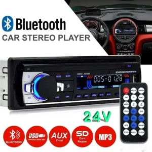 Car 24V Bluetooth MP3 FM Radio Single Din Player With USB/ SD/ AUX/ RCA & Sub Out