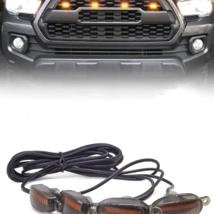 Front Grille Daytime Running Light Bumper Grill Hood Amber LED Lights Universal Waterproof Exterior Dark Decorative Light
