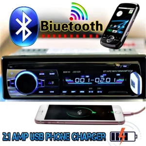 Car Stereo 12V Bluetooth FM Radio MP3 USB Player With 2.1 Amp Phone Charger KW-520
