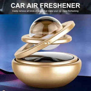 Solar Power Rotatable Crystal Ball Type Gold Colour Aluminum Base Car Air Freshener Aroma Air Freshener Perfume Car Dashboard Decoration Ornament