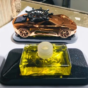 Solar Power Rotatable Gold Colour Car Dashboard Decoration Ornament Aroma With Fragrance Air Freshener Perfume