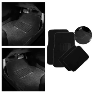 Anti Slip Heavy Weight Universal Velvet Carpet 4Pcs Black Colour Full Set