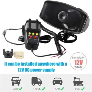 5 Tone Sound Car Recording Emergency Siren Mic Emergency Amplifier Hooter Fire Alarm