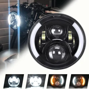 5.75 Inch 45W High Low Beam & White, Yellow DRL/ Halo, LED Half Ring Headlight