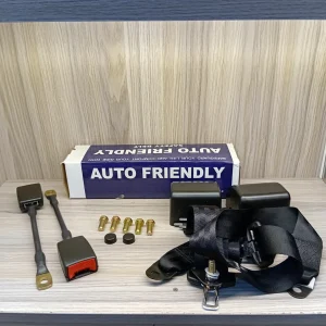 Universal 3 Point Retractable Car Seat Belt Car Safety Belt Automatic Car Front Seat Safety Belt Strap Buckle Kit Adjustable, Black