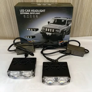 2 Lens Car Grille Light Motorcycle Auxiliary Driving LED Headlight Truck Off-road Vehicle High Brightness Spotlights