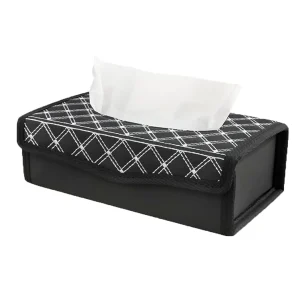 PU Material Reusable Car Tissue Box Holder - White