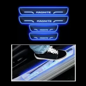 Car Door Foot Step Sill Plate with Mirror Finish Led Compatible with Nissan Magnit