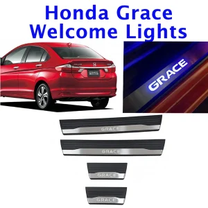 Car Door Foot Step Sill Plate with Mirror Finish Led Compatible with Honda Grace