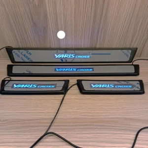 Car Door Foot Step Sill Plate with Mirror Finish Led Compatible with Yaris Cross