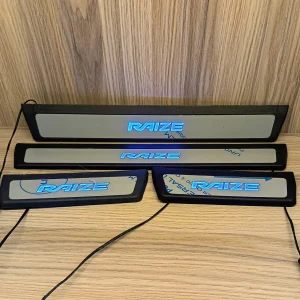 Car Door Foot Step Sill Plate with Mirror Finish Led Compatible with Toyota Raize