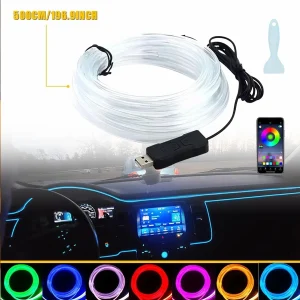 Multicolour LED Car Dashboard Ambient Light Strap - IS57U RGB Interior Atmosphere Lamp - Universal Flexible Glow Strip