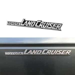 Toyota Land Cruiser 3D Silver Colour Logo Emblem Badge Decal 18cm X 4cm