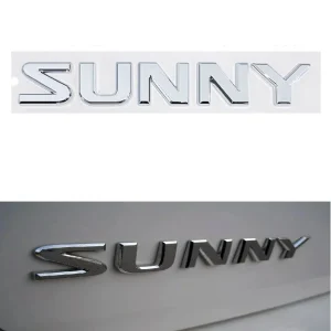 SUNNY Chrome Car Emblem - 3D Decal Sticker for Trunk/Body - High-Quality Weather-Resistant Metallic Finish