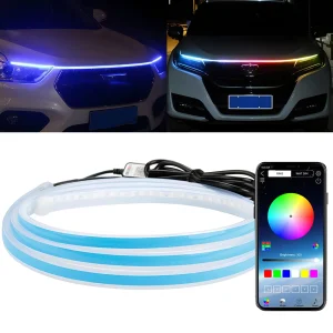 Car Multi Color Bonnet Light Strap Wtih Remote & Mobile Phone Control - 1.8 Meter