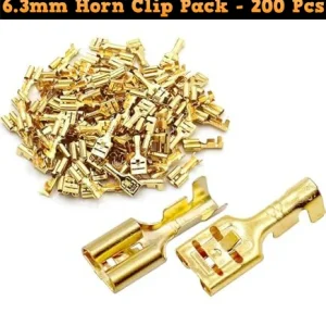 200 Pcs 6.3mm Female Crimp Terminal Connector Gold Brass Car Speaker Electric Wire Connectors Set