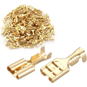 500 Pcs 6.3mm Female Crimp Terminal Connector Gold Brass Car Speaker Electric Wire Connectors Set