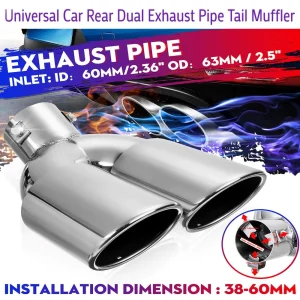 Stainless Steel Double Round Plain Muffler For Van/Jeep/SUV