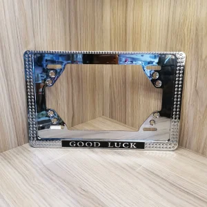 Rear License Number Plate Frame Holder Silver Color - Good Luck Type Chrome
