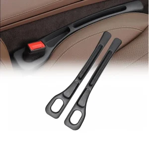 2Pcs Black With Slot Filler Decoration Strip Car Seat Side Gap Leak Proof Sealing Strip Seam Storage Box Universal Automotive