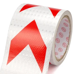 5cm x 5m Arrow Self-Adhesive Reflective Strip Stickers White-Red Road Warning Waterproof Tapes Decoration Film For Trucks Parking
