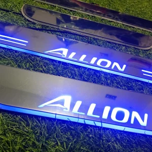 Car Door Foot Step Sill Plate with Mirror Finish Led Compatible with Toyota Allion