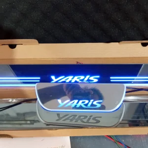 Car Door Foot Step Sill Plate with Mirror Finish Led Compatible with Toyota Yaris