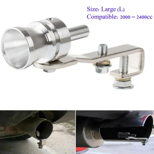 Silver Colour Turbo Sound Simulator Muffler Whistle Large(L) Size 29mm (2000~2400CC)