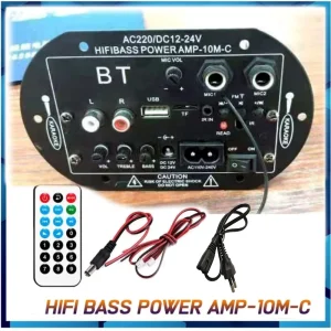 AC 220V DC12V/24V Compatible Subwoofer Bass Amplifier With Bluetooth Radio USB TF & MIC Model: 10M-C