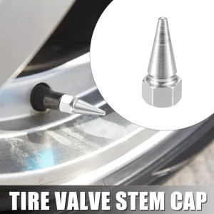 4Pcs Aluminum Long Spike Silver Color Bullet Valve Tire Dust Cap Height 3cm