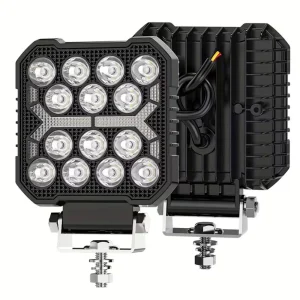 12-LED Super Bright Off-Road Work Light Pod - IP67 Waterproof Fog Lamp & Driving Light for Cars, Trucks, SUVs, & Boats - 1 Piece (Black)