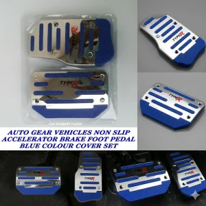 Auto Gear Vehicles Non Slip Accelerator Brake Foot Pedal Blue Color Cover Set