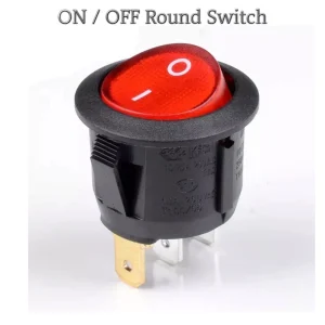 ON / Off Round Boat Rocker Switch SPST 3-Pin 2-Port Switch With Red Light Indicator