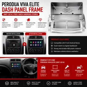 Perodua Elite Andoid Panel Android Frame 9 Inch, Compatible Year 2007-2014