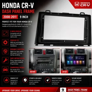 Honda CRV Andoid Panel Android Frame 9 Inch, Compatible Year 2008-2011