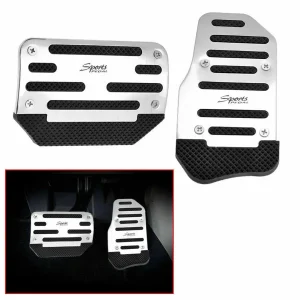 Sports Auto Gear Vehicles Non Slip Accelerator Brake Foot Pedal Silver Color Cover Set